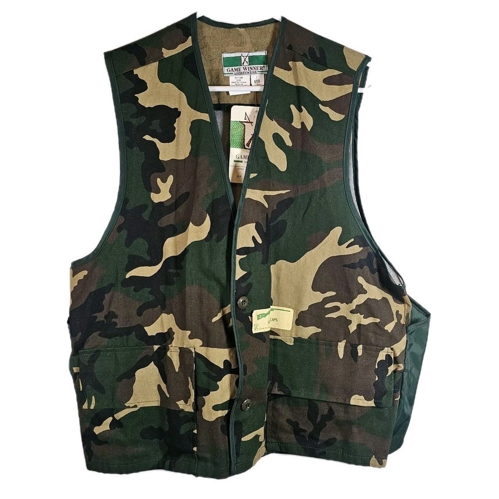 Vintage Game Winner Camo Hunting Vest Men Med Pockets Game Pouch Shell Loop NWT